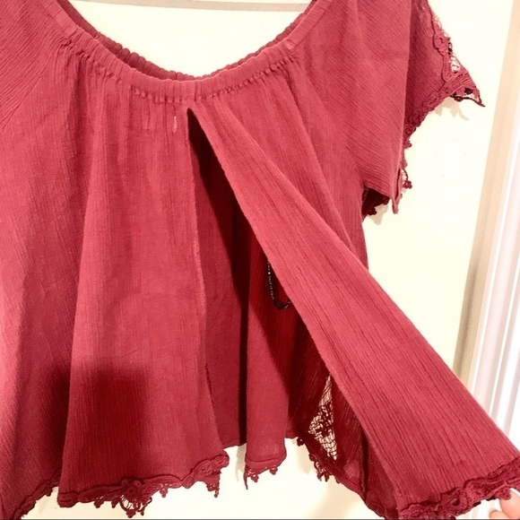 NWT VOLCOM Stone Row Flyaway Festival red blouse S - Picture 6 of 9